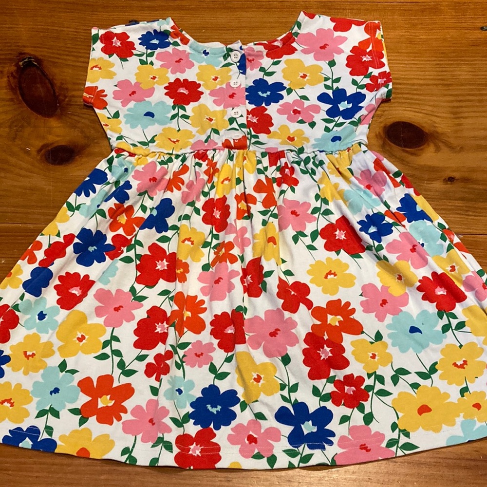 HANNA ANDERSSON 120 Floral Print Soft Knit Tunic Dress Henley